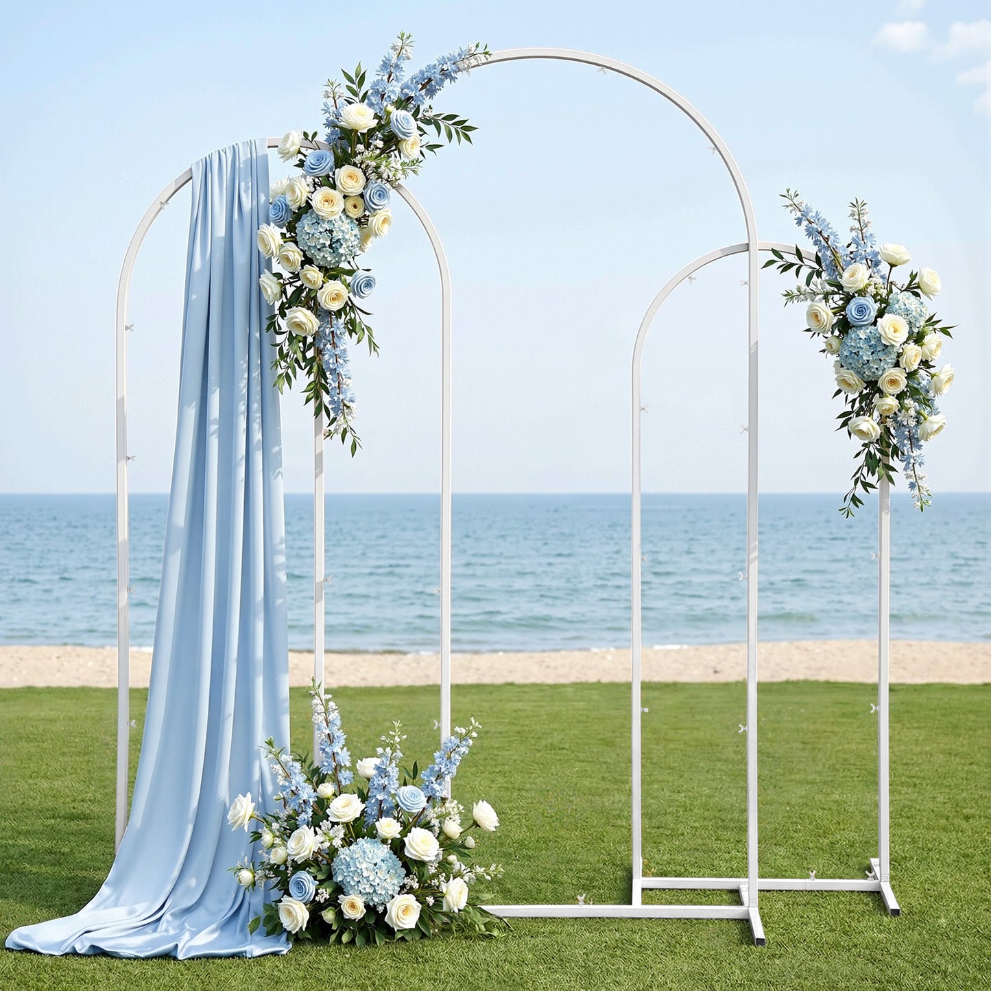 Wedding Arch Backdrop Stand Set of 3 Metal Wedding Arched Frame White, Easy to Assemble, Stable Balloon Arch Standfor Wedding, Baby Shower, Party Decoration-7