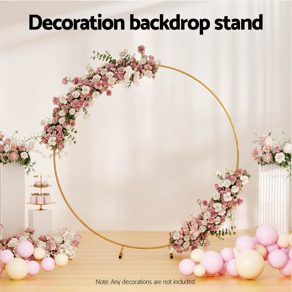 2M Round Backdrop Stand Wedding Background Decoration Party Flower Balloon Display-3