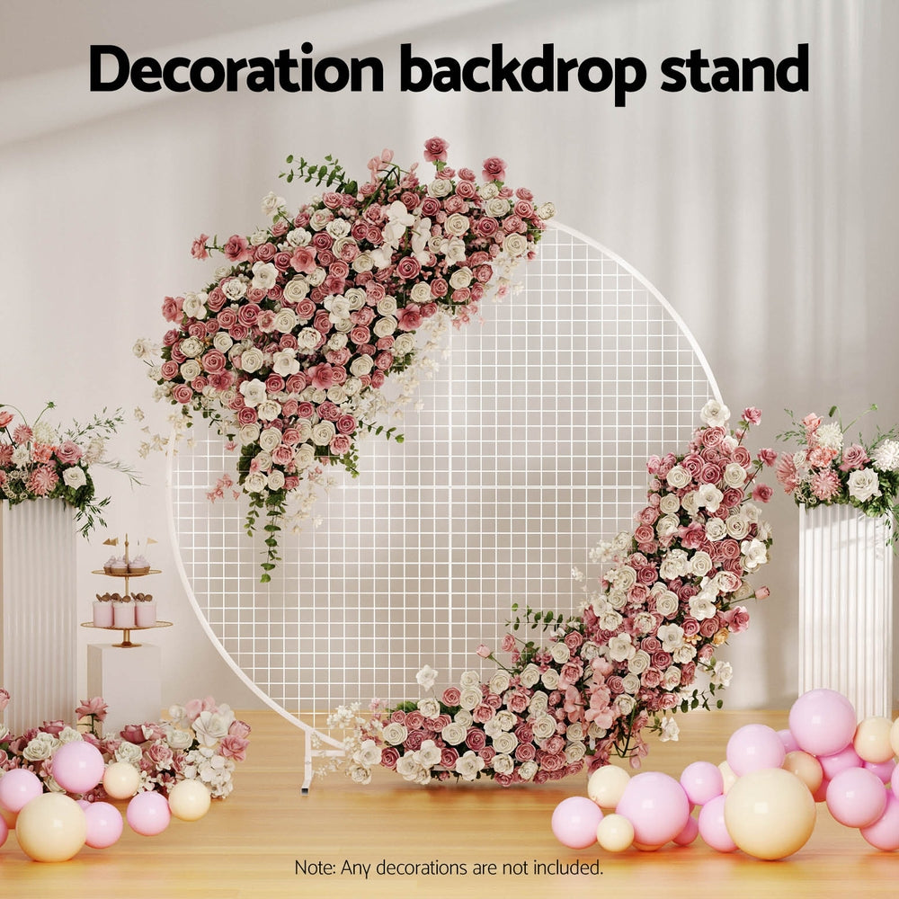 2M Round Backdrop Stand Wedding Background Decoration Party Flower Balloon Display-3