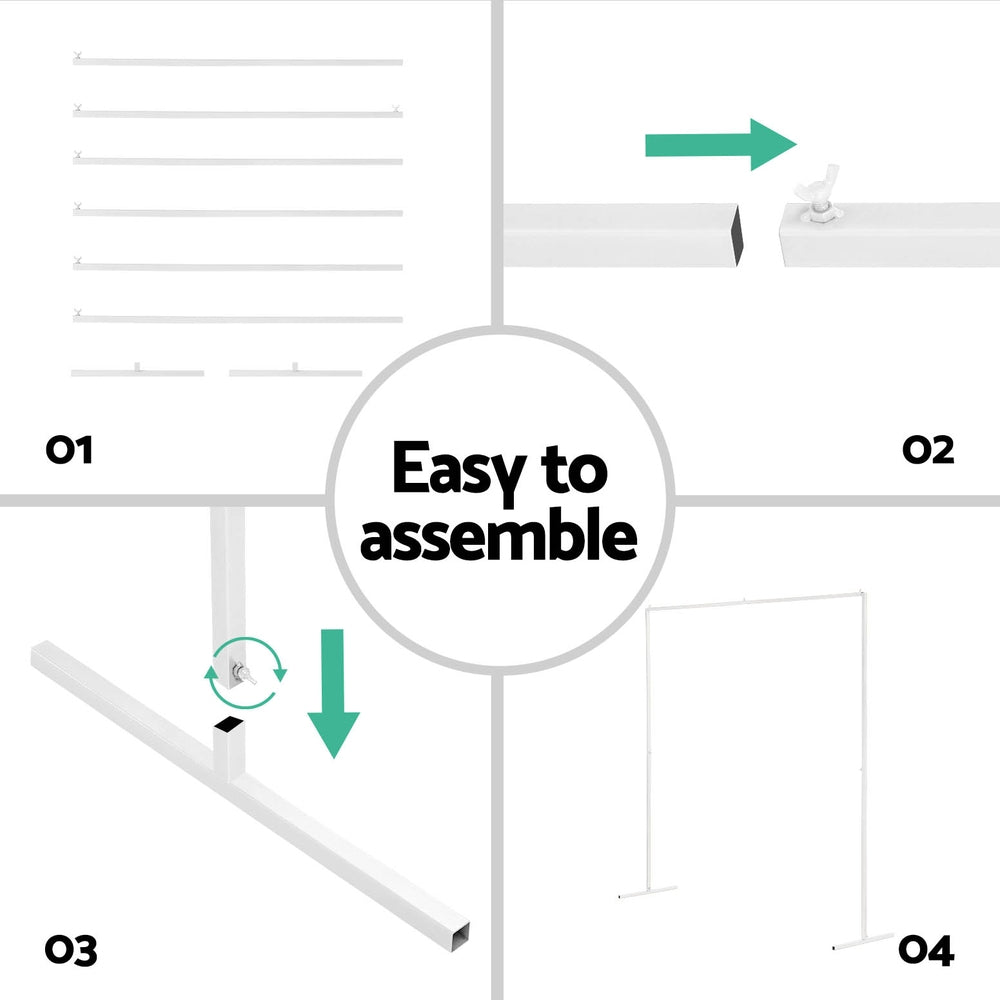 2M Backdrop Stand Wedding Background Decoration Party Flower Balloon Display White-4