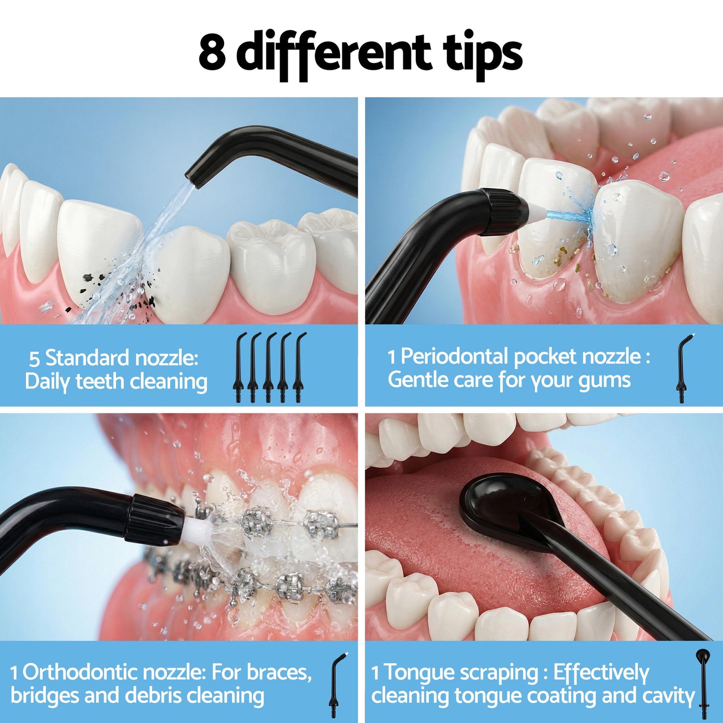 Devanti Cordless Water Flosser Dental Oral Irrigator Black-5