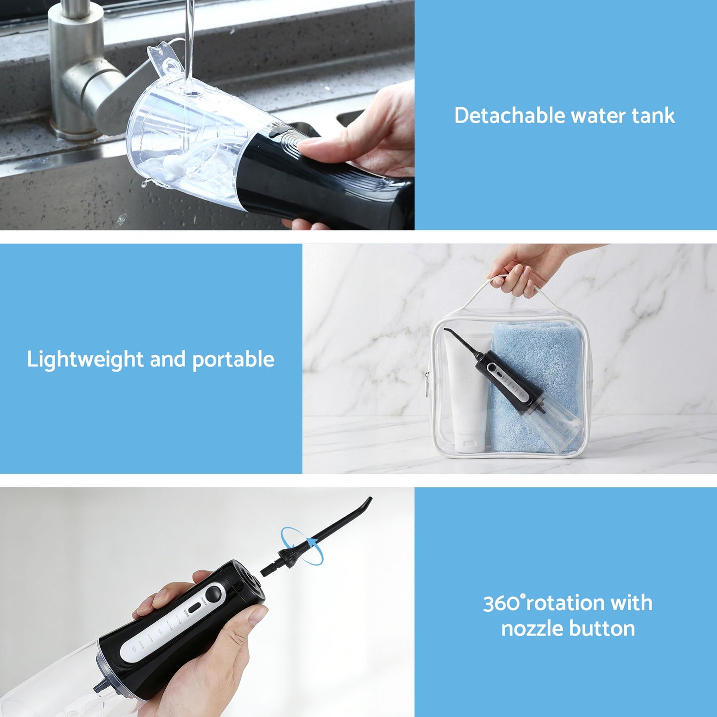 Devanti Cordless Water Flosser Dental Oral Irrigator Black-8