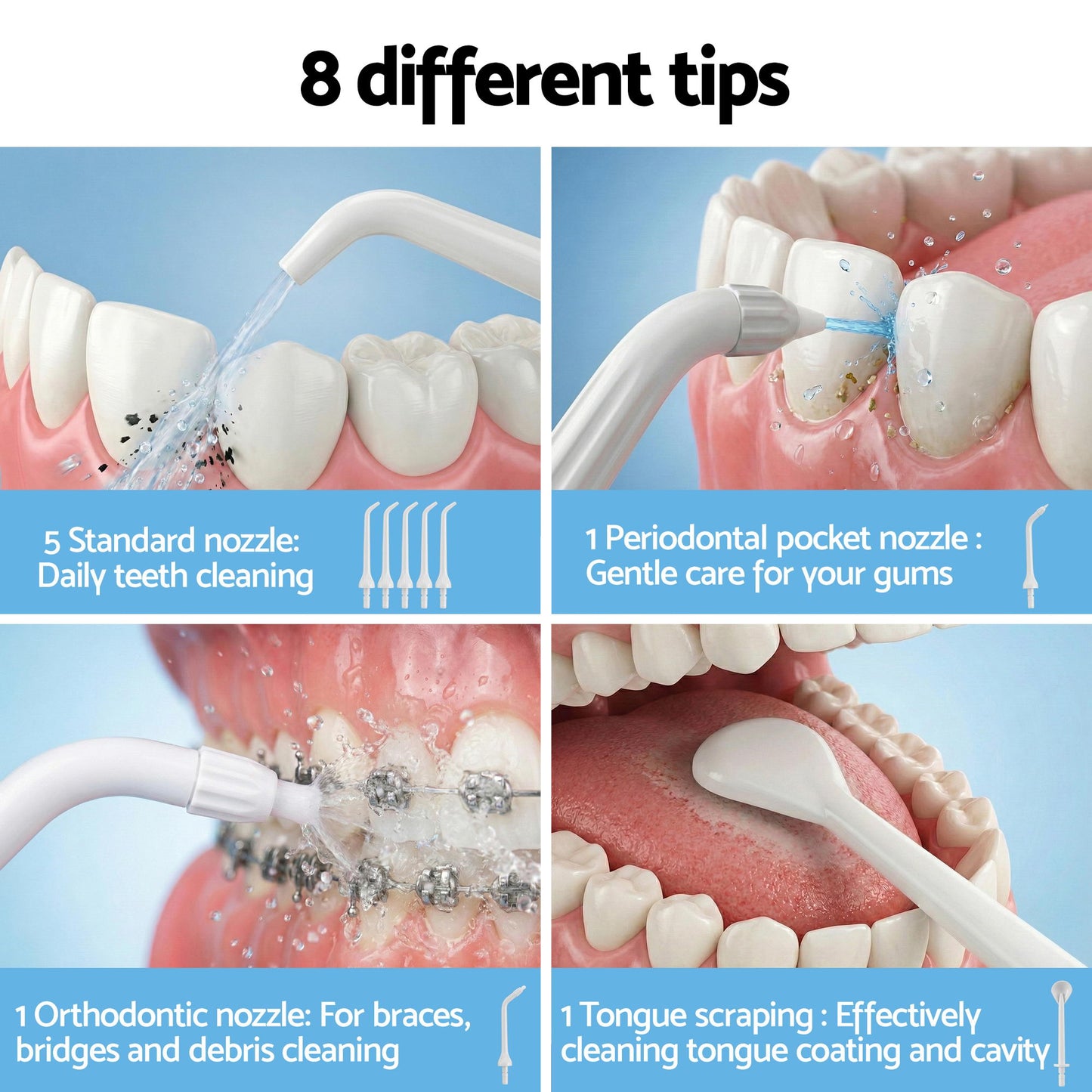 Devanti Cordless Water Flosser Dental Oral Irrigator White-5