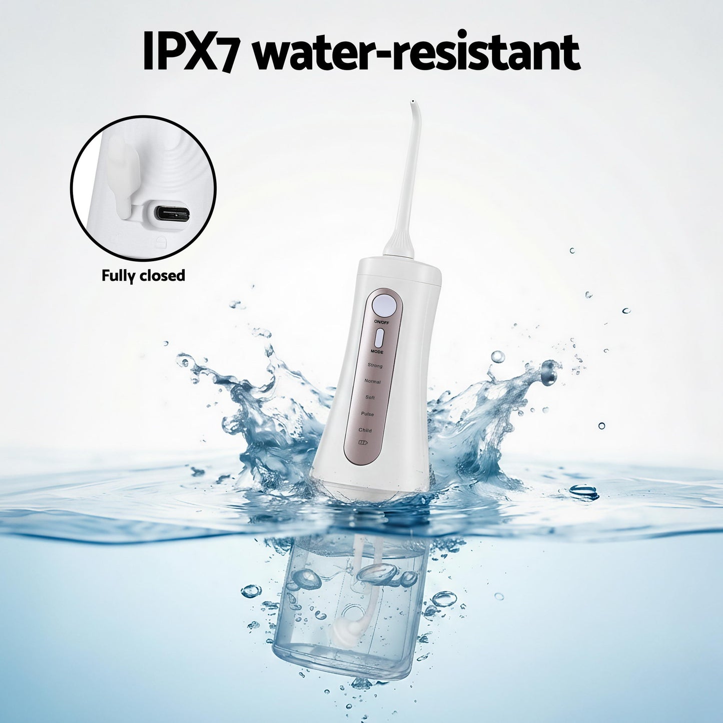 Devanti Cordless Water Flosser Dental Oral Irrigator White-7