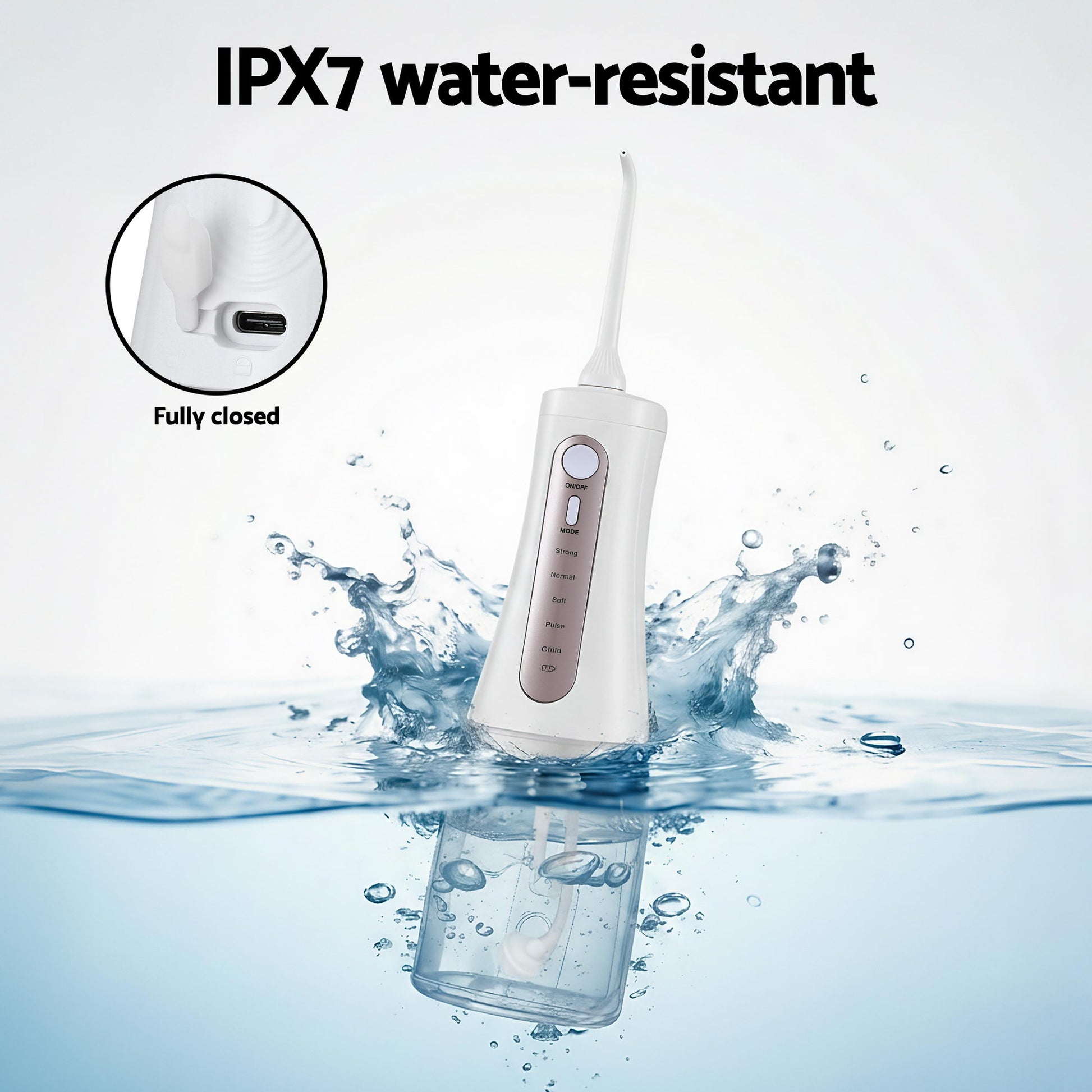 Devanti Cordless Water Flosser Dental Oral Irrigator White-7