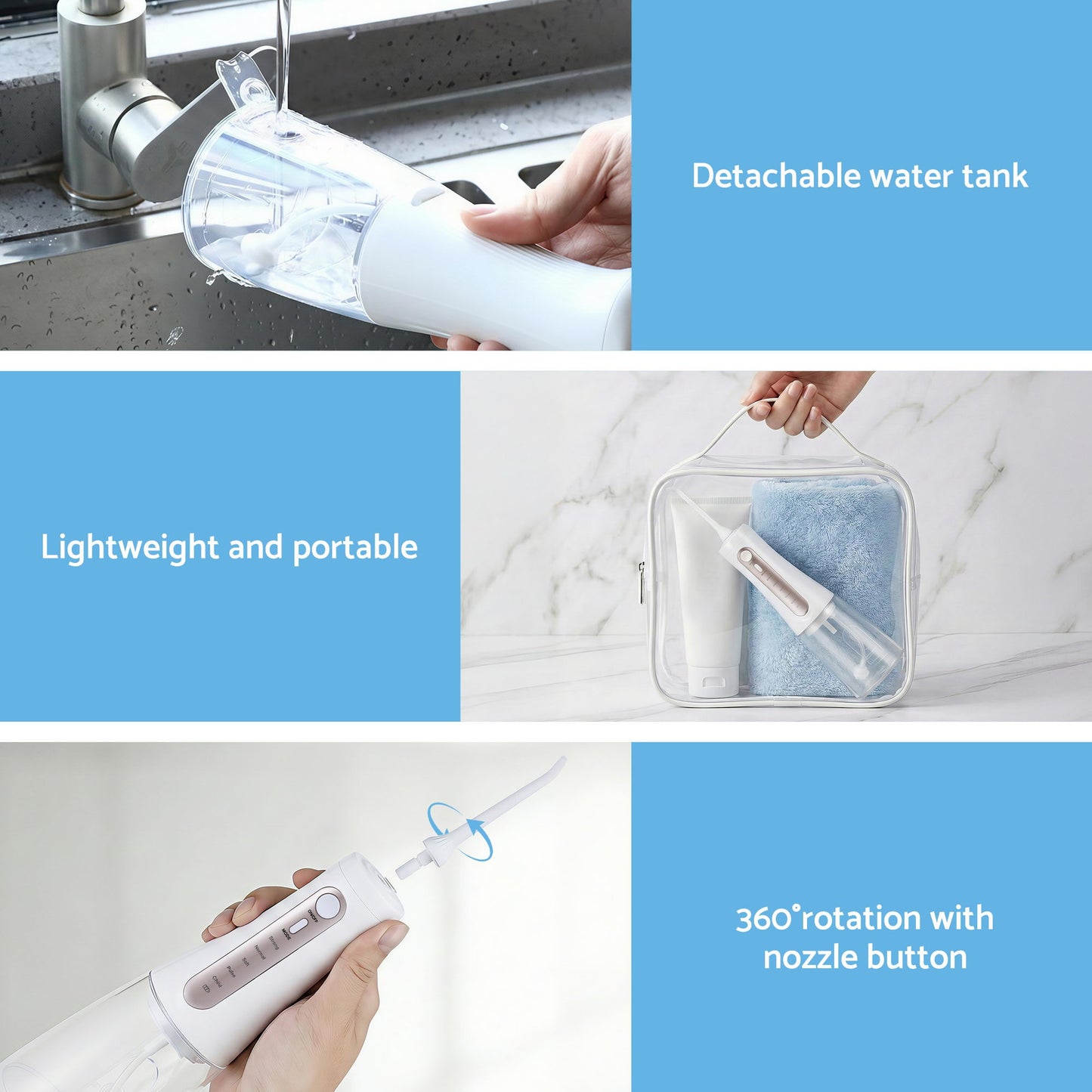 Devanti Cordless Water Flosser Dental Oral Irrigator White-8