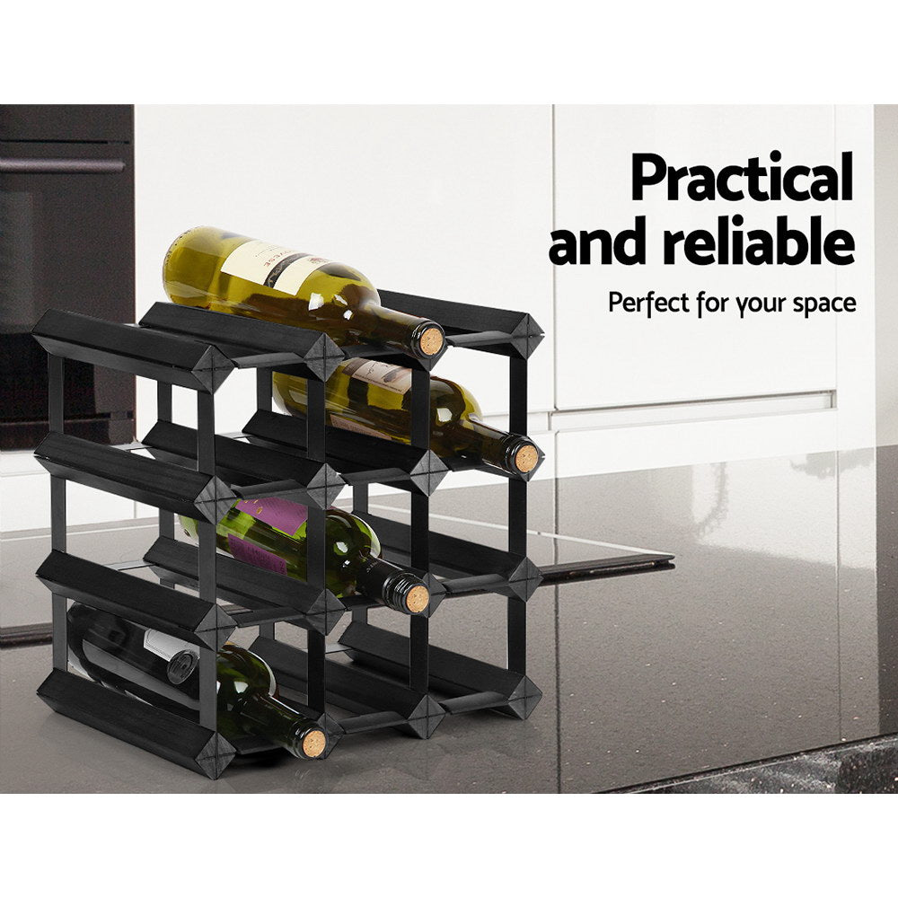 Artiss Wine Rack 12 Bottle Black-2