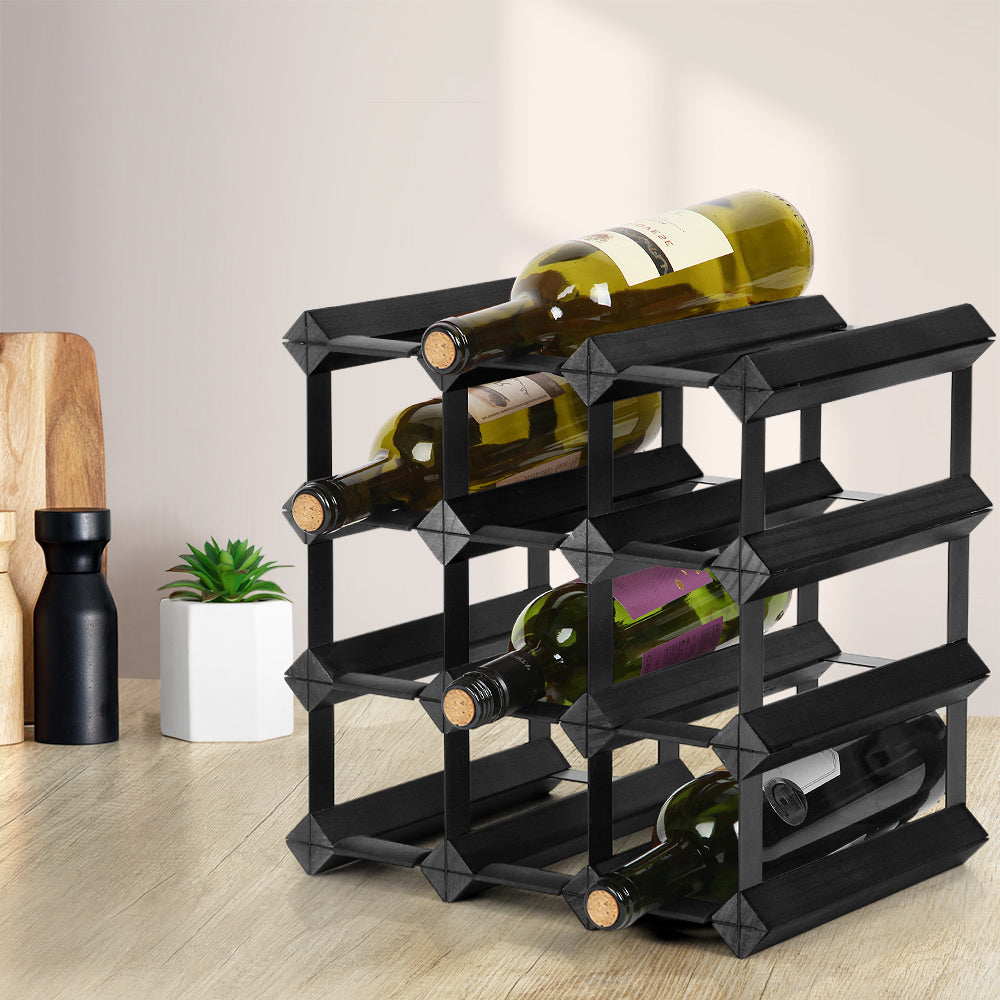 Artiss Wine Rack 12 Bottle Black-6