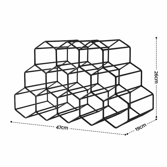 Artiss Wine Rack Metal 12 Bottle No Assembly Required Black