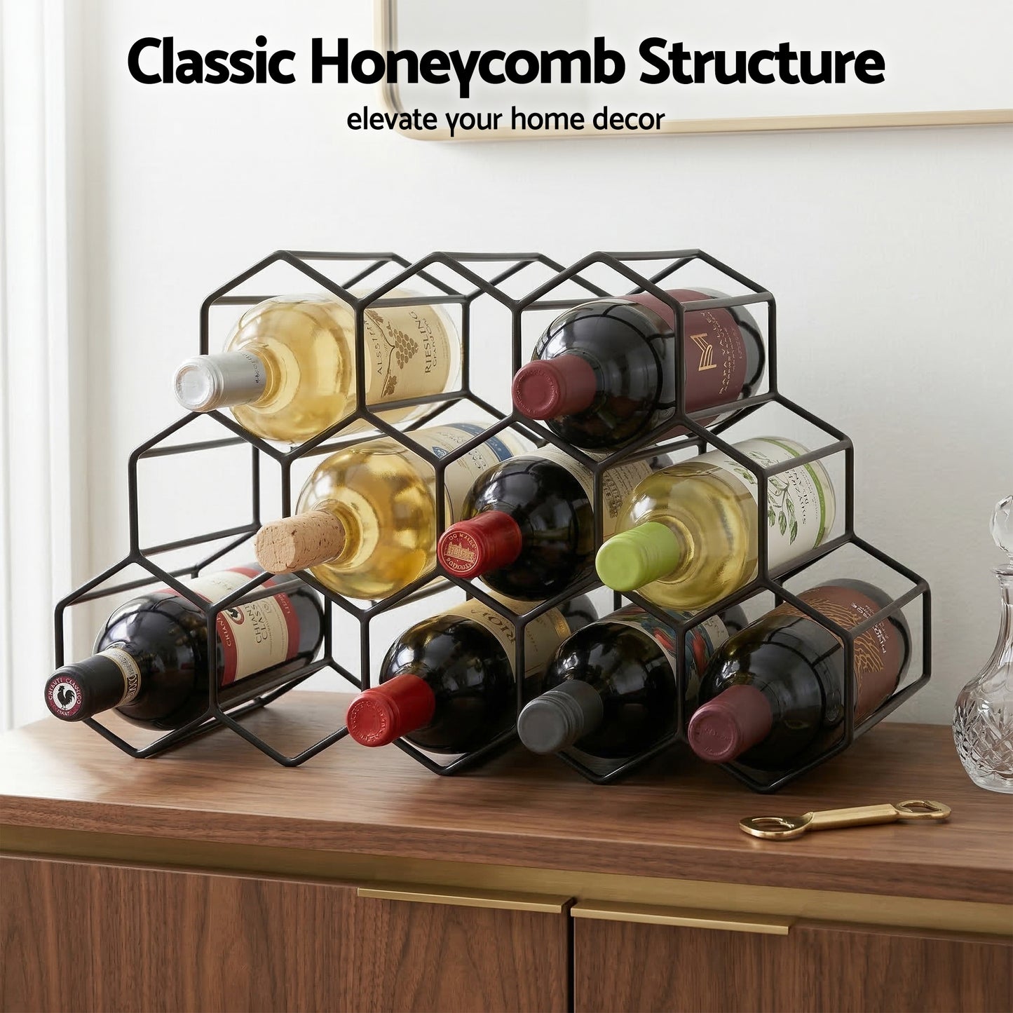 Artiss Wine Rack Metal 12 Bottle No Assembly Required Black