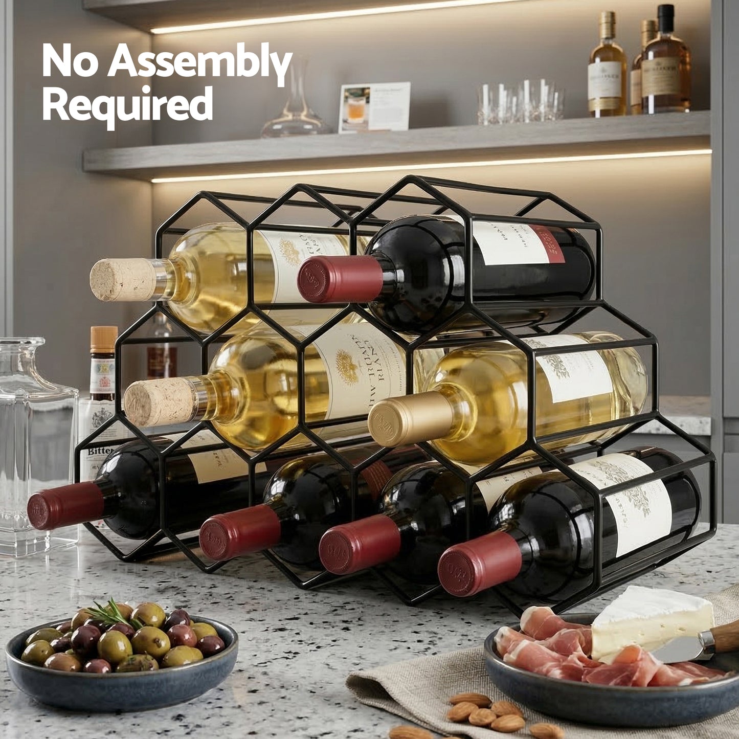 Artiss Wine Rack Metal 12 Bottle No Assembly Required Black
