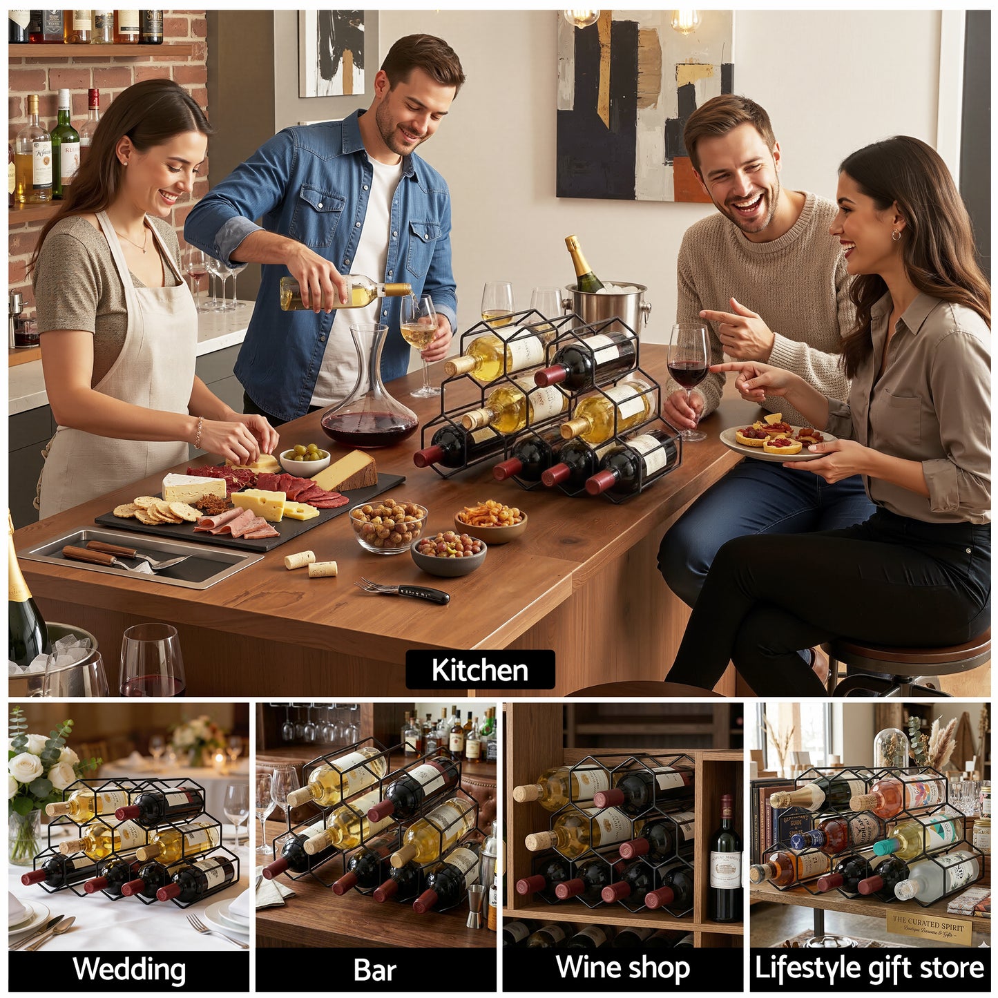 Artiss Wine Rack Metal 12 Bottle No Assembly Required Black