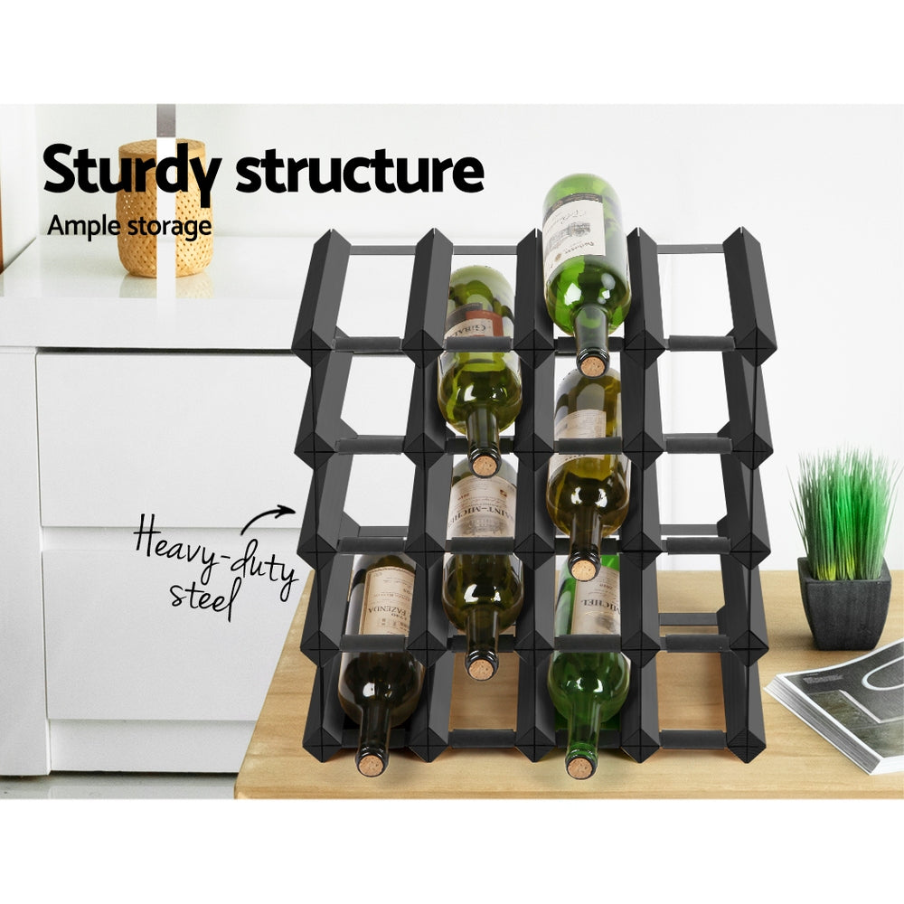 Artiss Wine Rack 20 Bottle Black-3