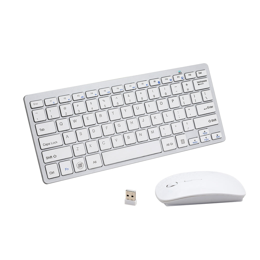 Wireless Keyboard and Mouse Combo Bluetooth Set for PC Laptop Phone Tablet 78 Keys White-0