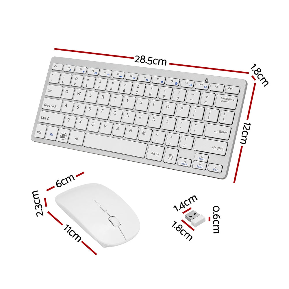 Wireless Keyboard and Mouse Combo Bluetooth Set for PC Laptop Phone Tablet 78 Keys White-1