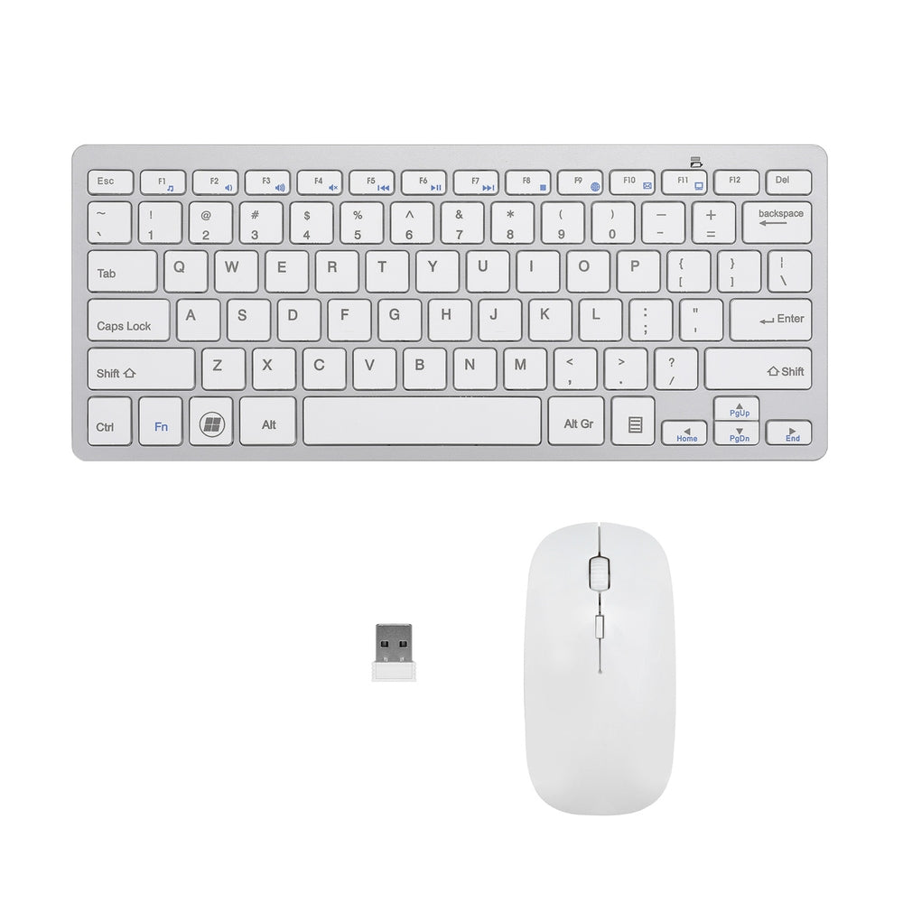 Wireless Keyboard and Mouse Combo Bluetooth Set for PC Laptop Phone Tablet 78 Keys White-2