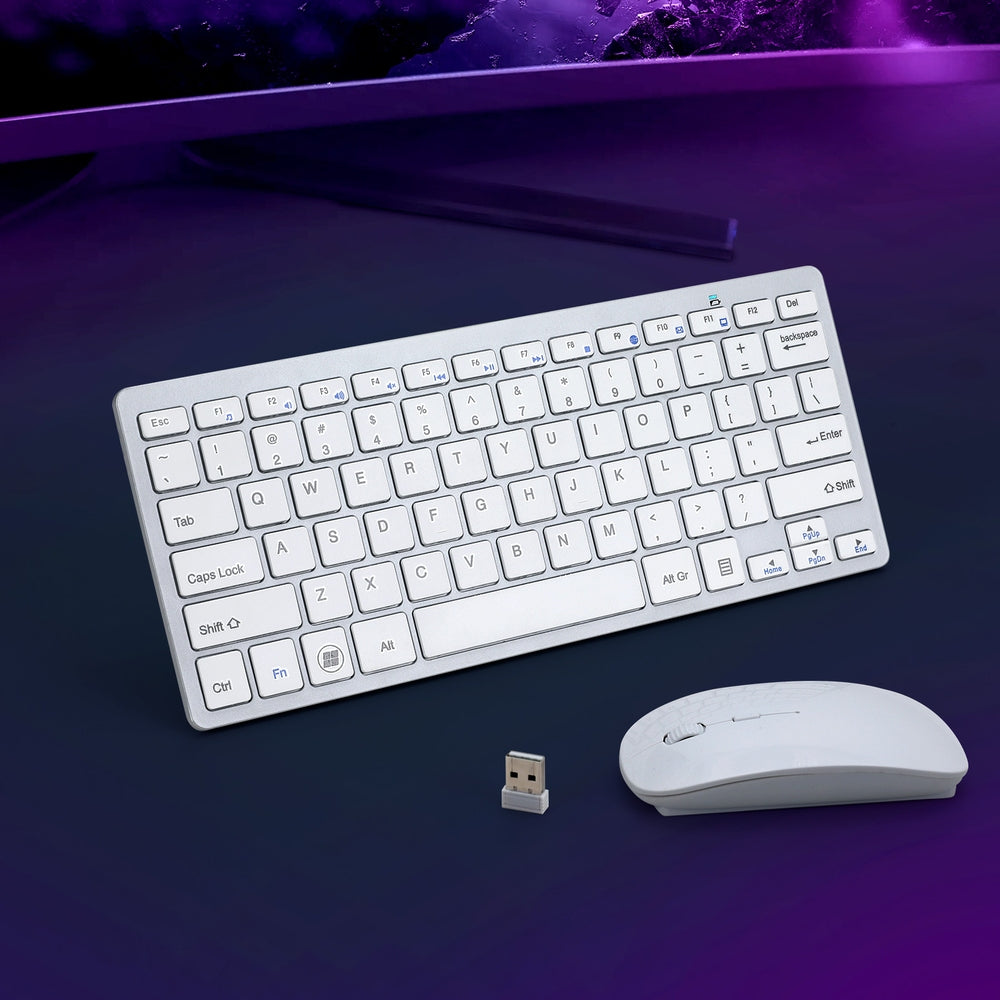 Wireless Keyboard and Mouse Combo Bluetooth Set for PC Laptop Phone Tablet 78 Keys White-6