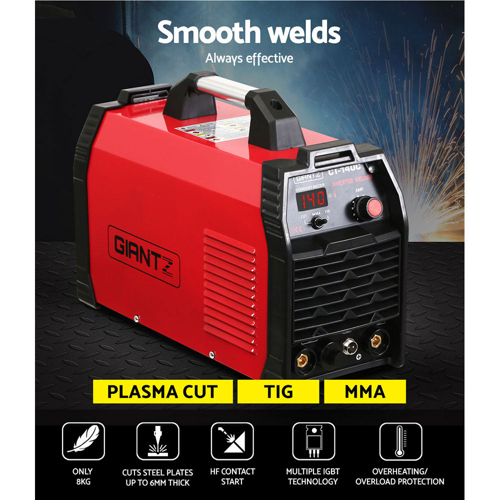 Giantz 140Amp Inverter Welder Plasma Cutter Gas DC iGBT Portable Welding Machine-3