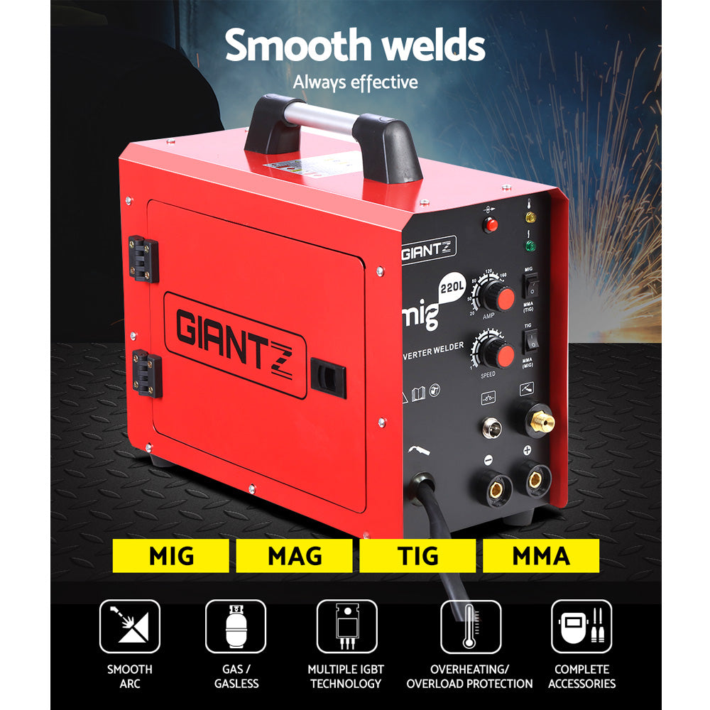 Giantz 220 Amp Inverter Welder MMA MIG DC Gas Gasless Welding Machine Portable-3