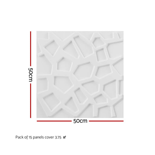 Artiss 3D Wall Panels PVC Decorative Panels 50x50cm Set of 15 Feature Wall Poly