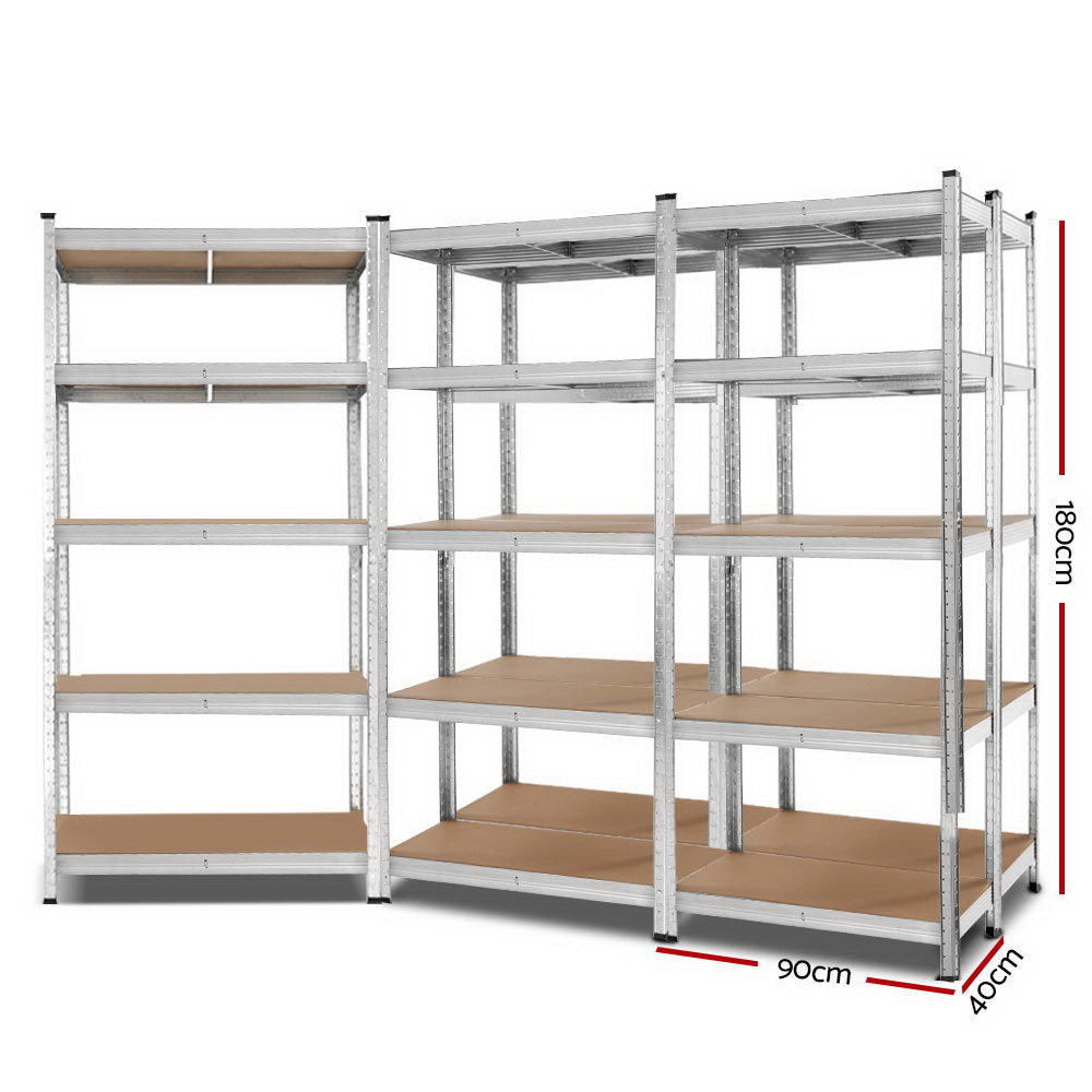 Giantz 5x1.8M Garage Shelving Warehouse Rack Pallet Racking Storage Shelf Silver-1