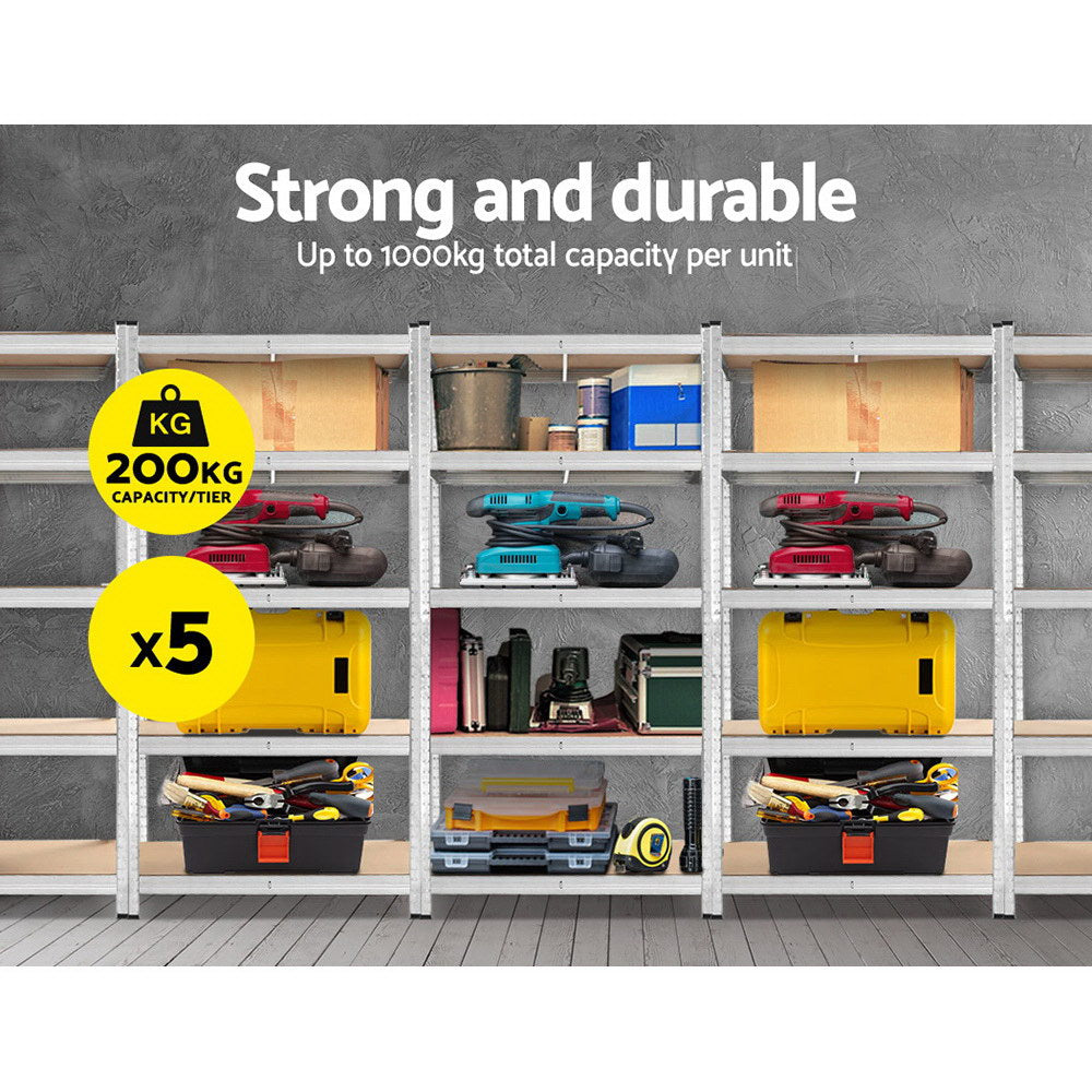 Giantz 5x1.8M Garage Shelving Warehouse Rack Pallet Racking Storage Shelf Silver-2