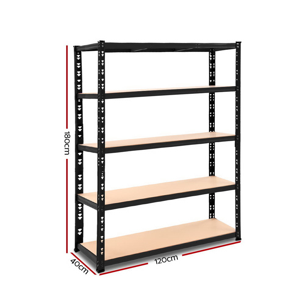 Giantz 1.8M Warehouse Racking Shelving Storage Shelf Garage Shelves Rack Steel Black-1