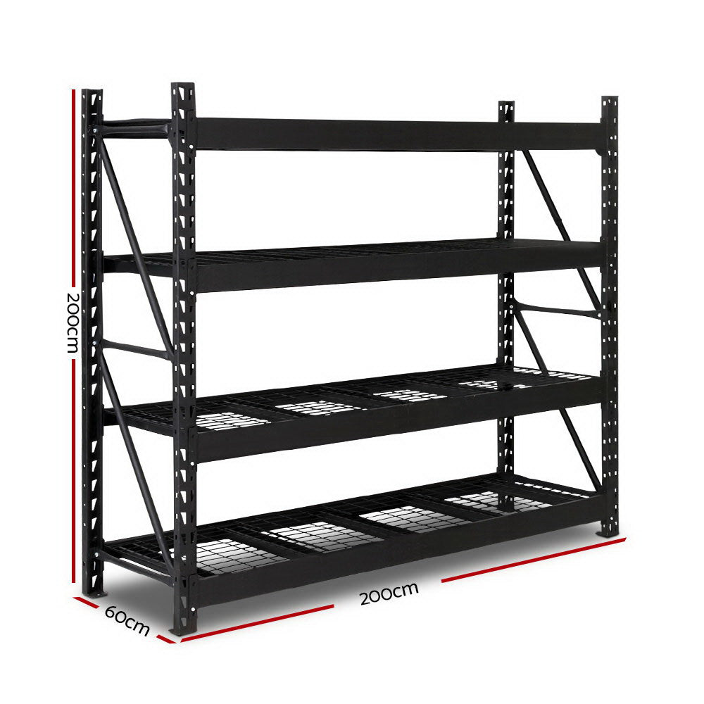 Giantz 2Mx2M Garage Shelving Warehouse Rack Pallet Racking Storage Shelve Black-1