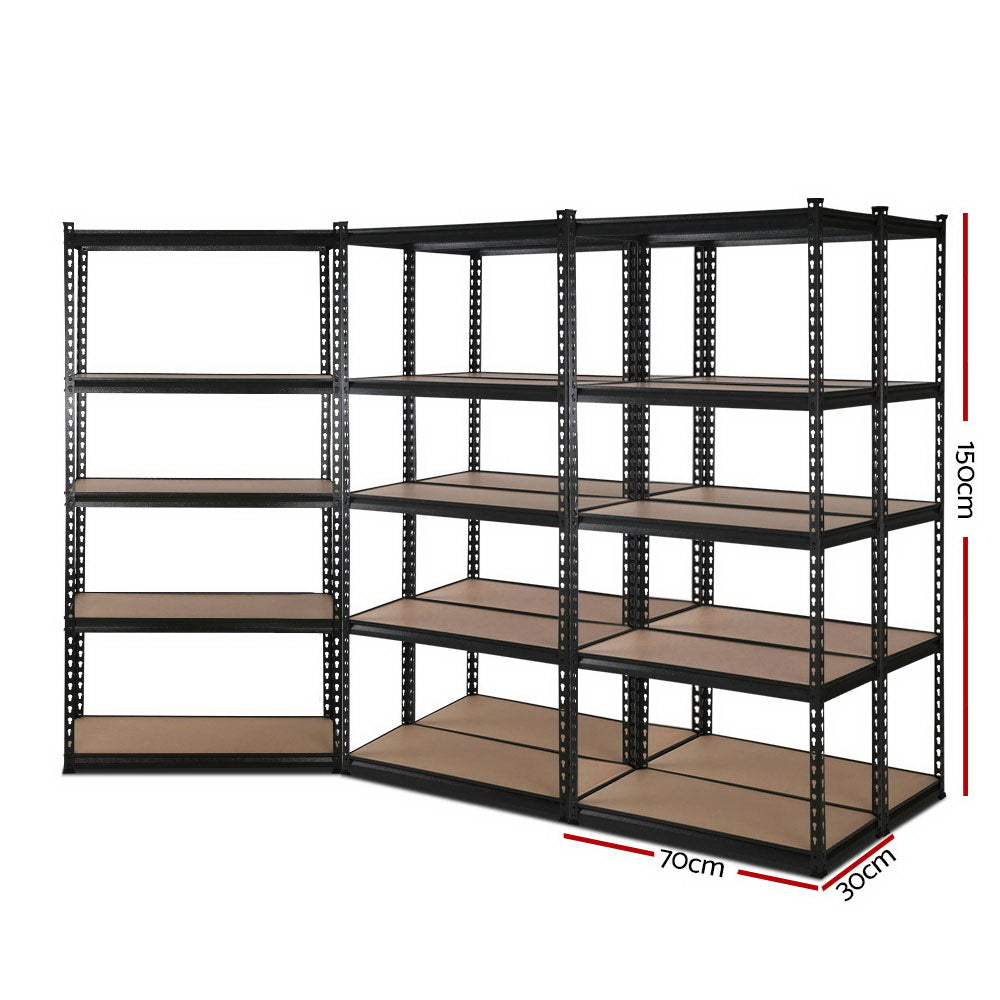 Giantz 5x1.5M Garage Shelving Warehouse Rack Pallet Racking Storage Shelve Black-1