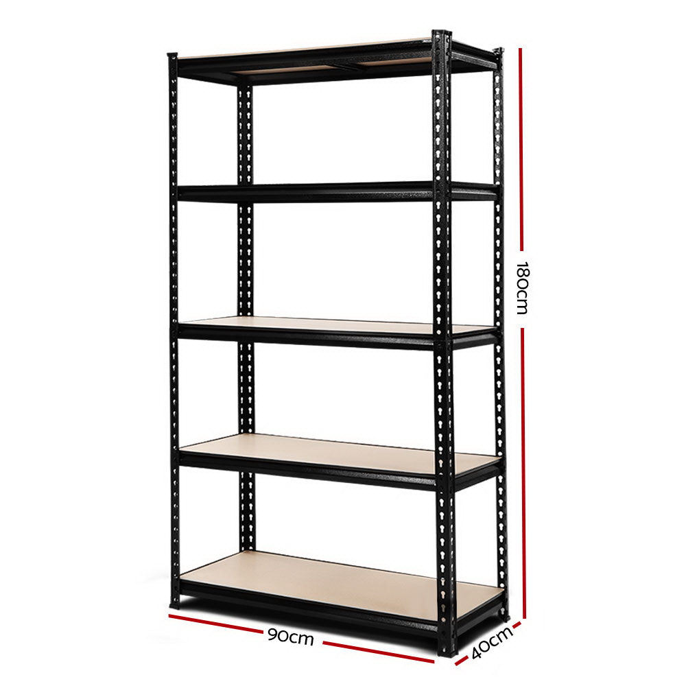 Giantz 1.8M Garage Shelving Warehouse Rack Pallet Racking Storage Shelve Black-1