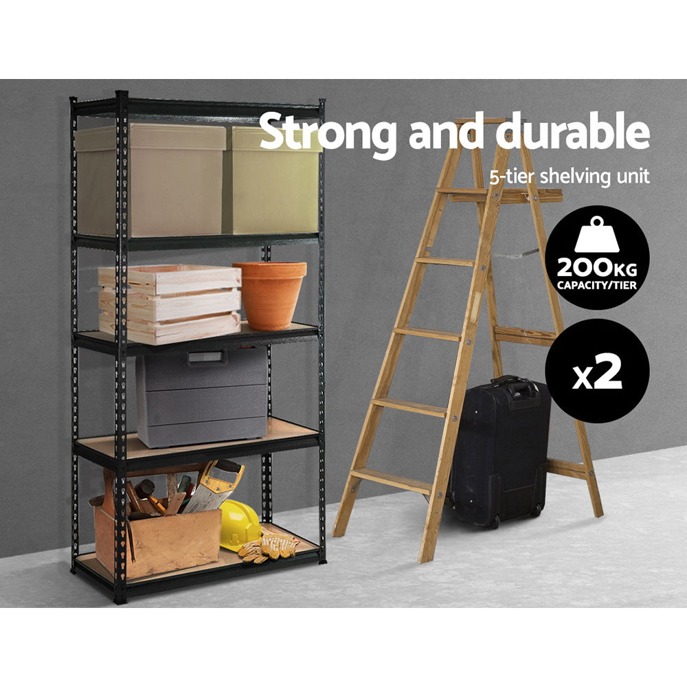 Giantz 2x1.8M Garage Shelving Warehouse Rack Pallet Racking Storage Shelve Black-2