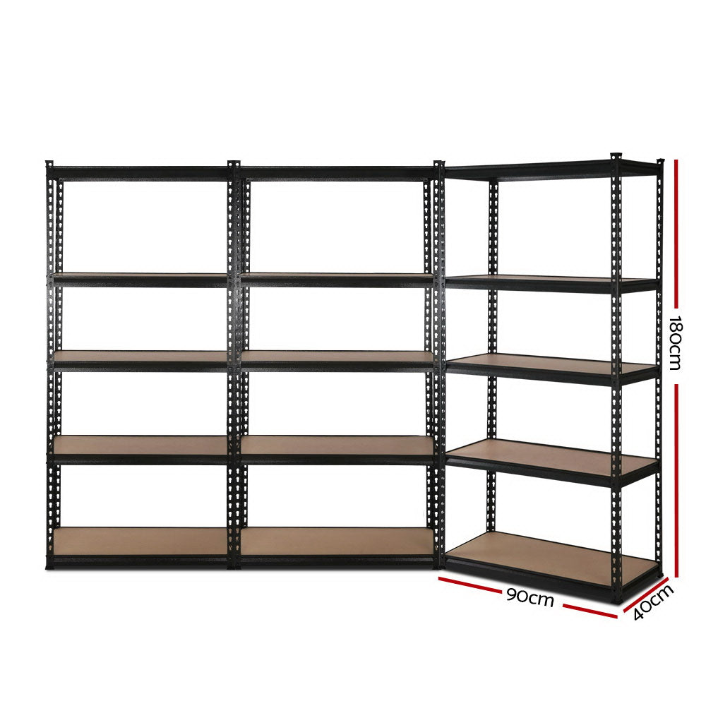 Giantz 3x1.8M Garage Shelving Warehouse Rack Pallet Racking Storage Shelve Black-1