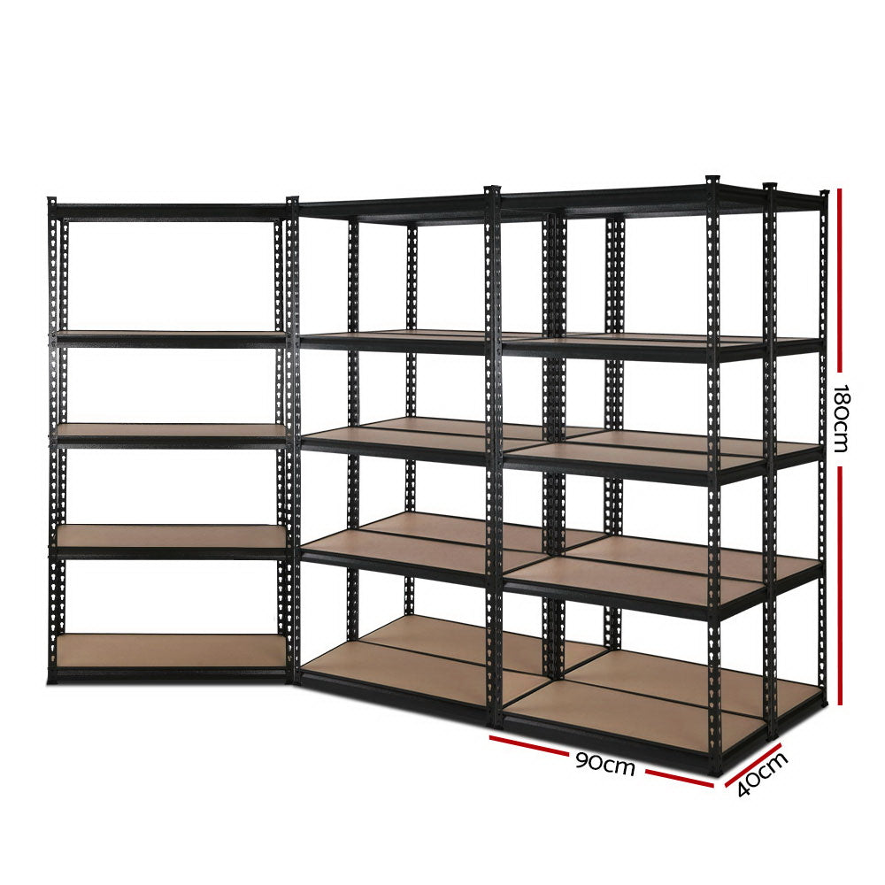 Giantz 5x1.8M Garage Shelving Warehouse Rack Pallet Racking Storage Shelve Black-1