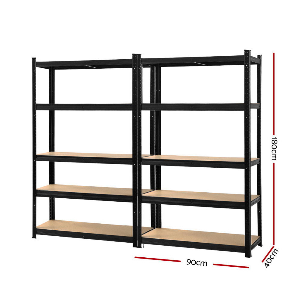 Giantz 2x1.8M Garage Shelving Warehouse Rack Pallet Racking Storage Shelf Black-1