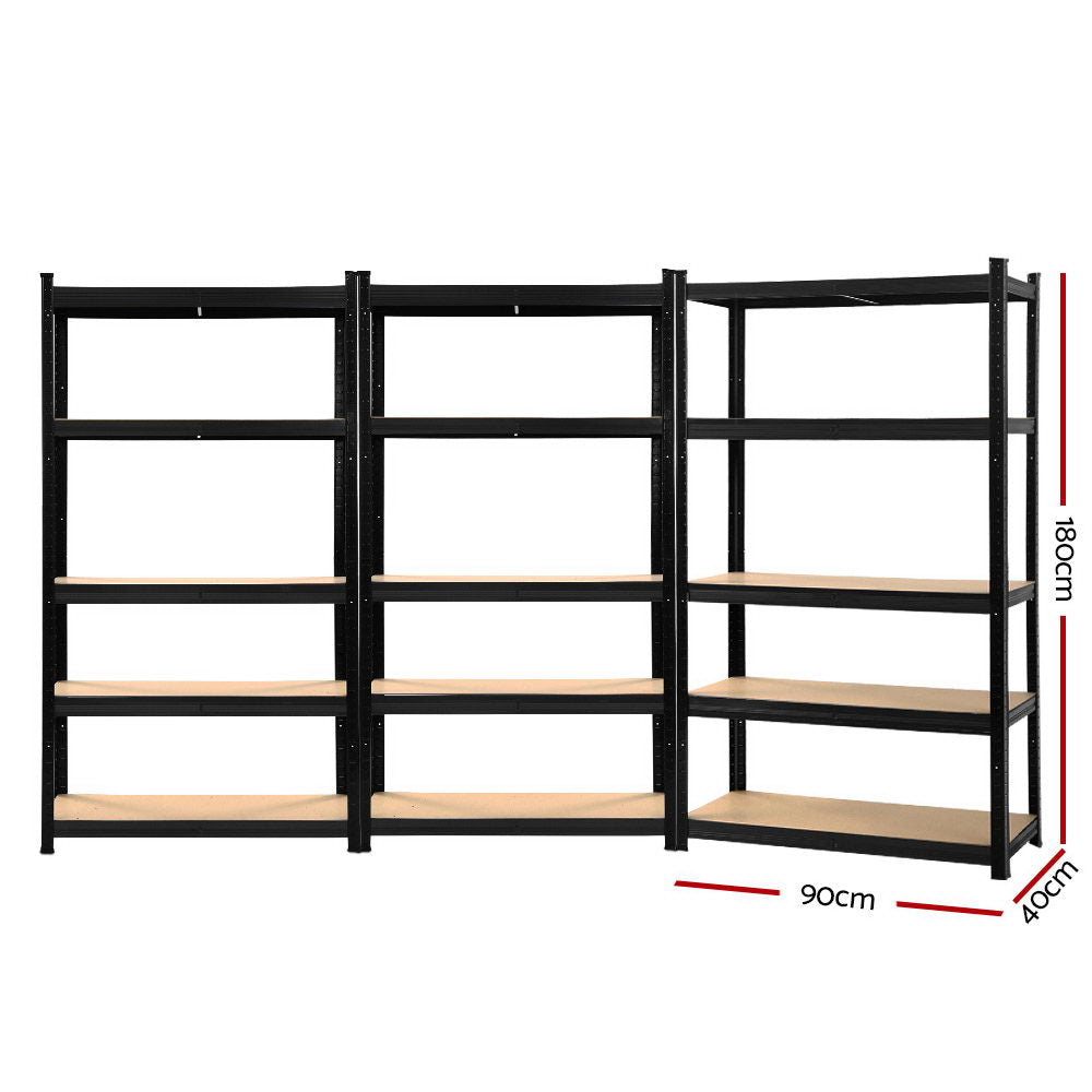 Giantz 3x1.8M Garage Shelving Warehouse Rack Pallet Racking Storage Shelf Black-1