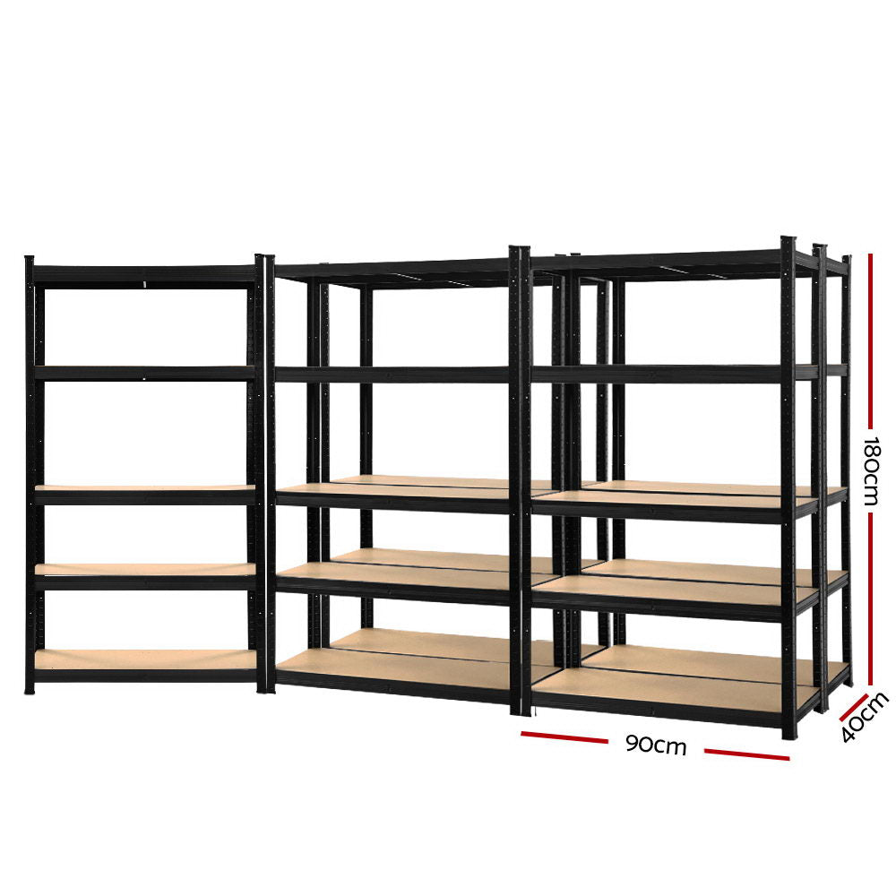 Giantz 5x1.8M Garage Shelving Warehouse Rack Pallet Racking Storage Shelf Black-1