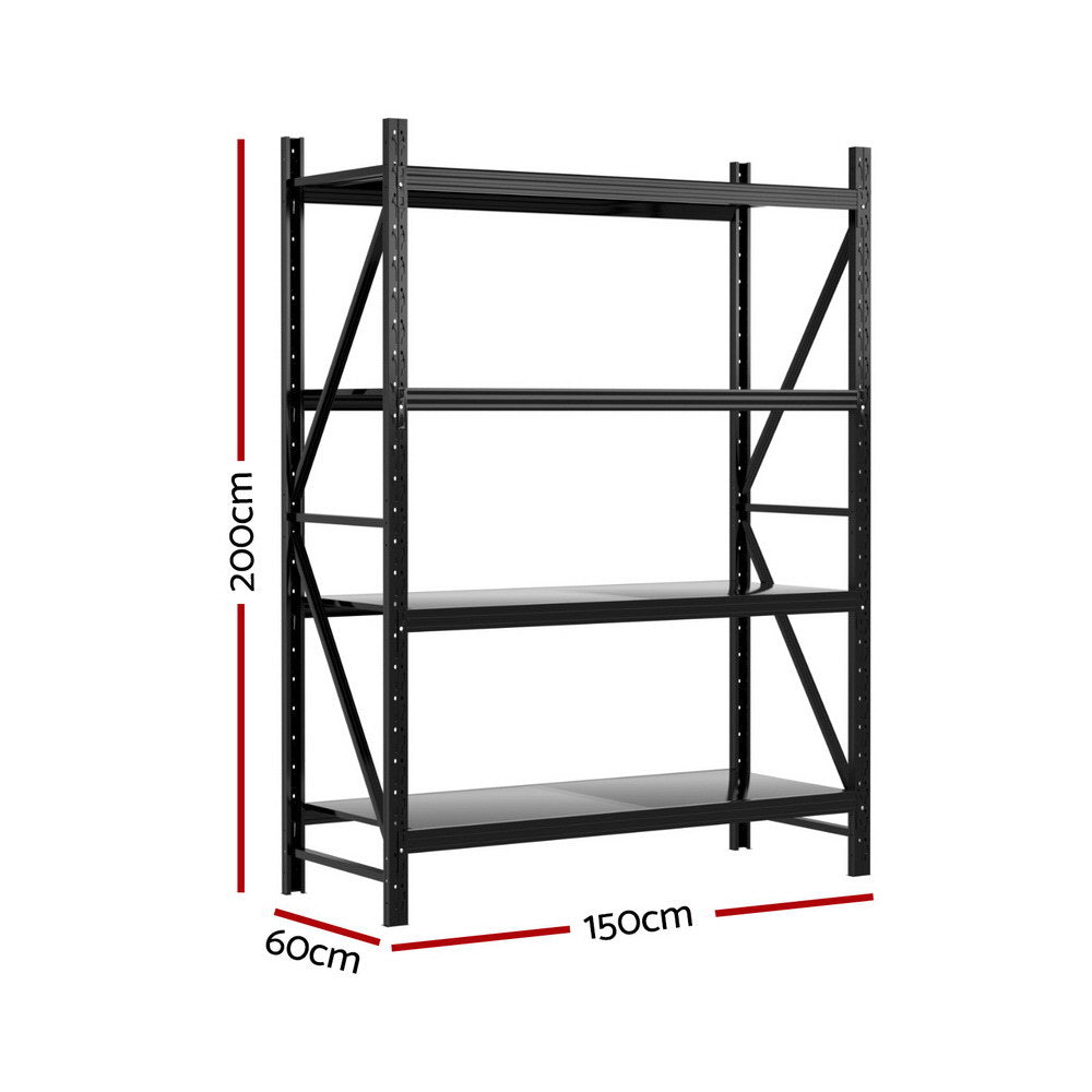 2Mx1.5M Giantz Garage Shelving Warehouse Rack Black-1