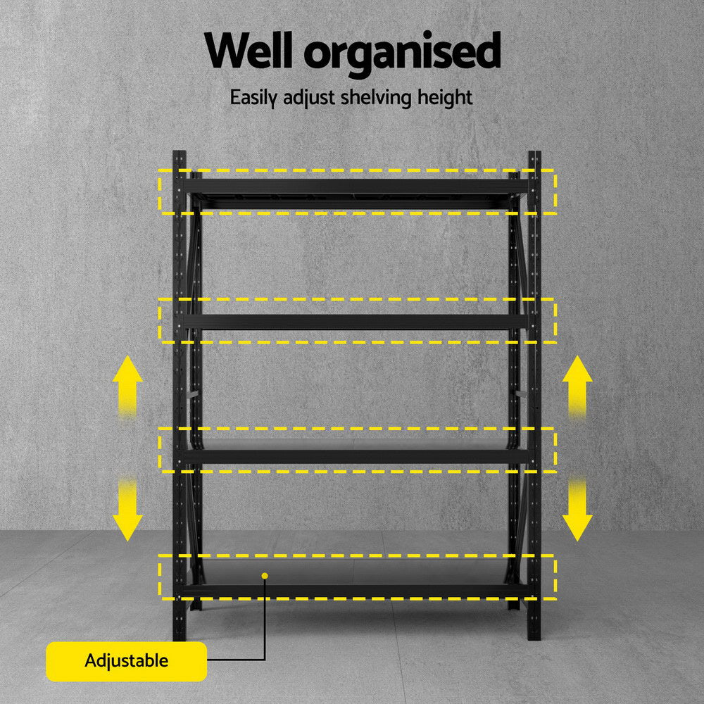 2Mx1.5M Giantz Garage Shelving Warehouse Rack Black-4