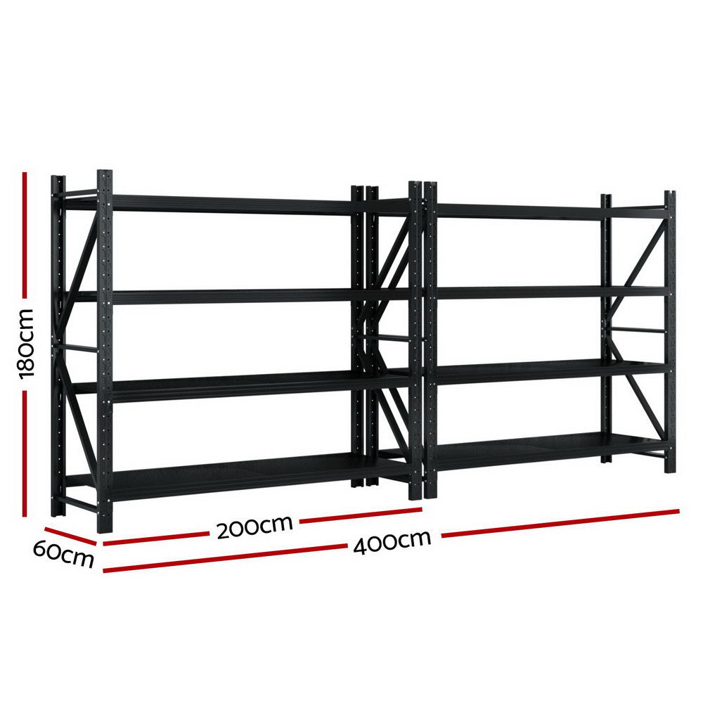 Giantz 4Mx1.8M Garage Shelving Warehouse Rack Black-1