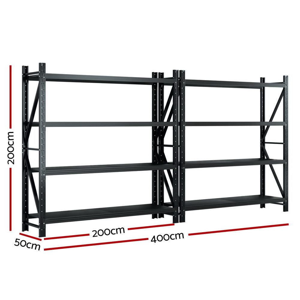 Giantz 4Mx2M Garage Shelving Warehouse Rack Black-1