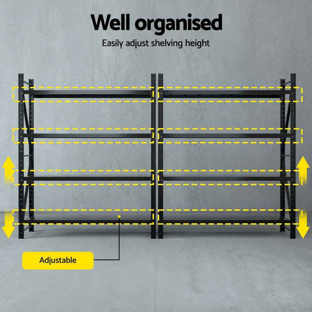 Giantz 4Mx2.4M Garage Shelving Warehouse Rack Black-4