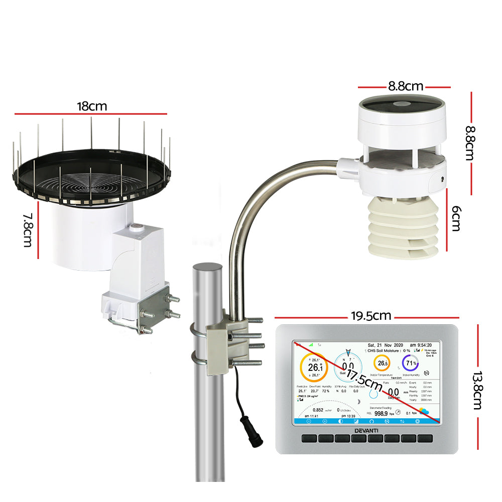 Devanti Weather Station Ultrasonic Anemometer Outdoor WiFi Rain Gauge Solar-1