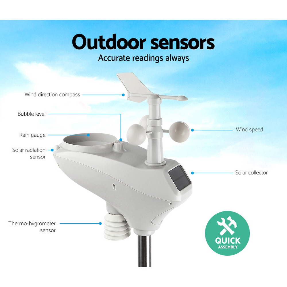 Devanti Wireless WiFi Professional Weather Station Solar Sensor LCD UV Light-5