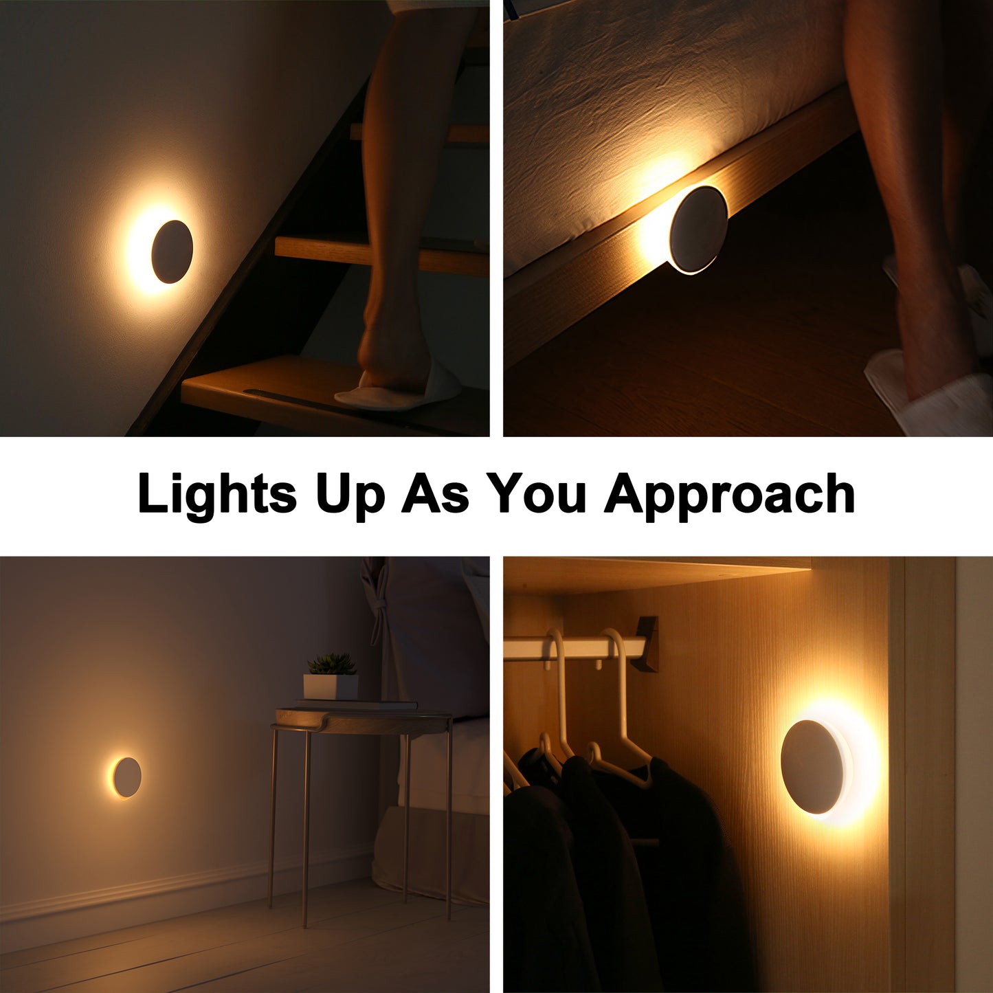 AIPOWER Motion Sensor Night Light USB-C Rechargeable Closet Light 3 Packs