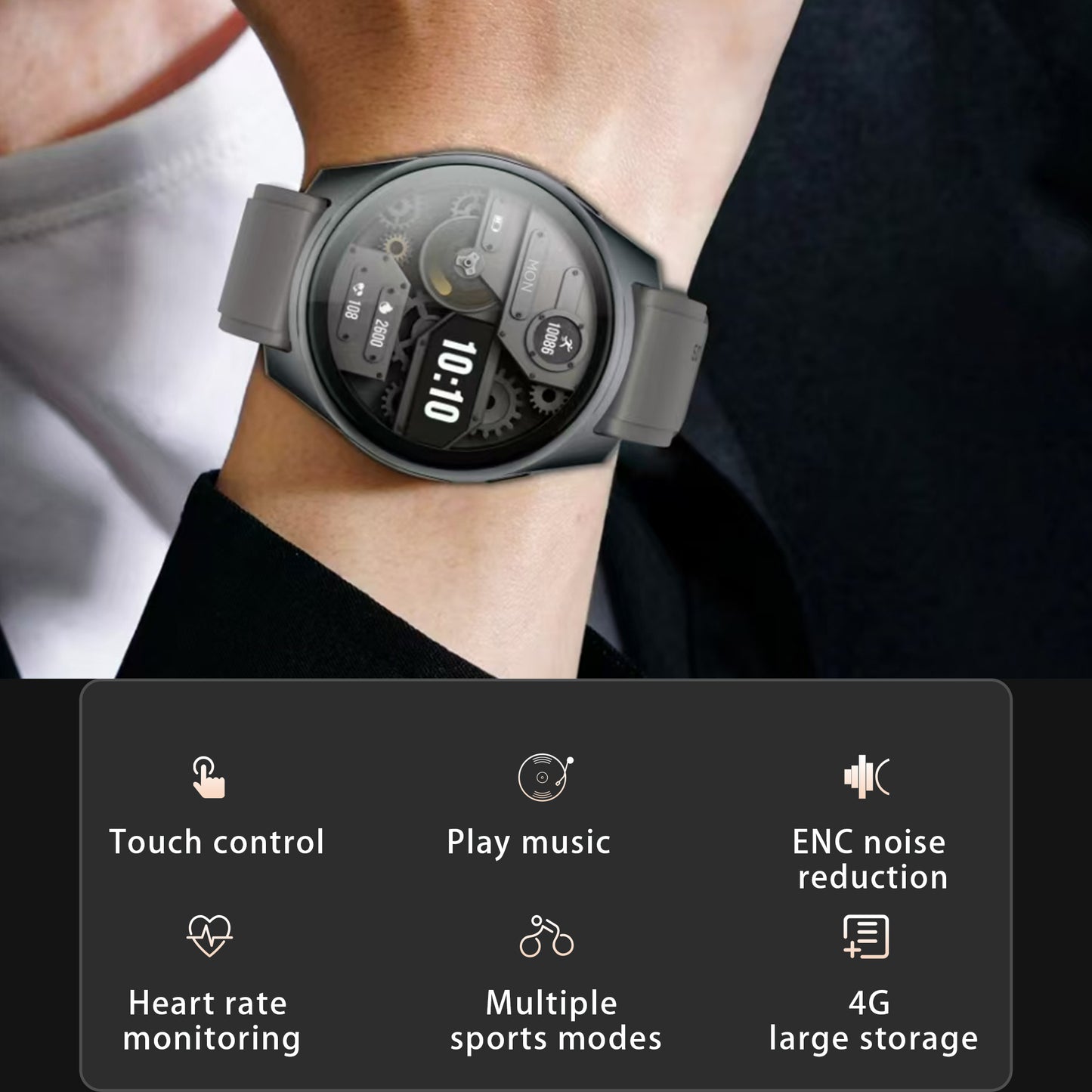 Aipower Smart Watch with Earbuds Pop-Up Headphones 4G Music Fitness Tracker W28 Pro