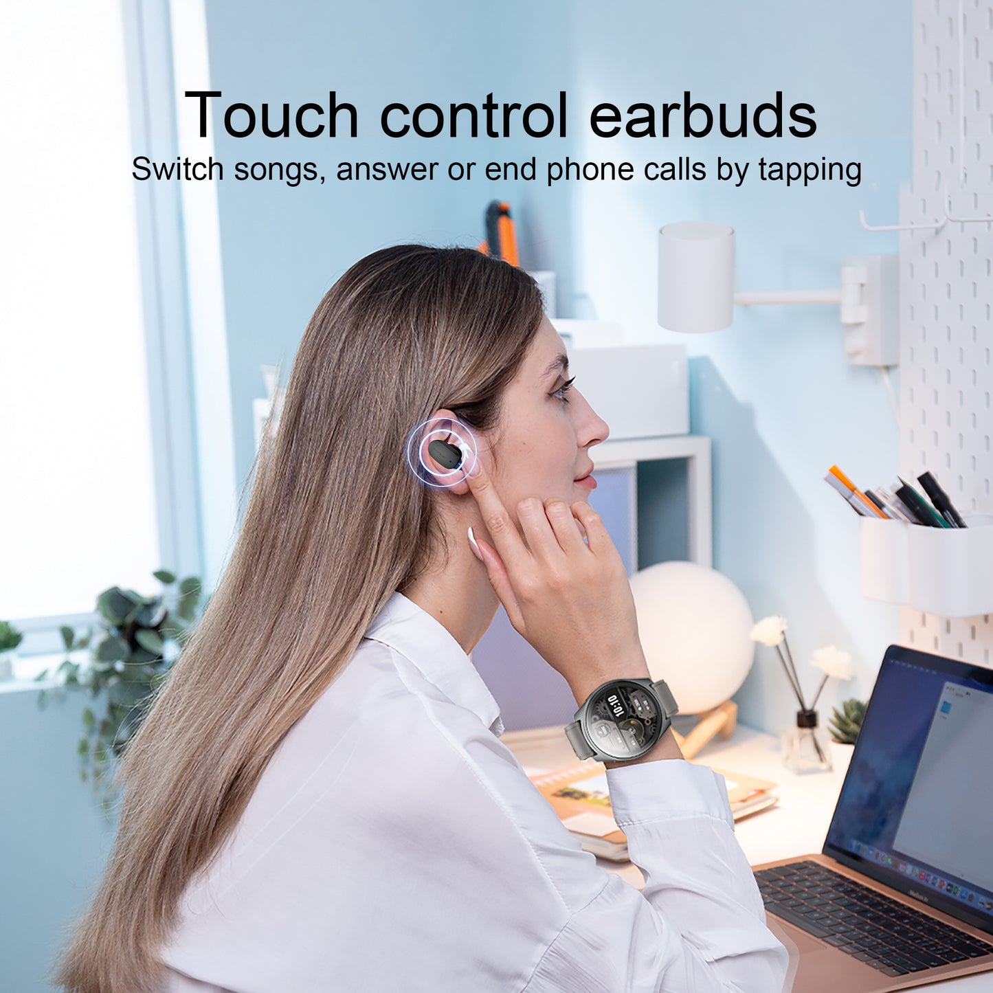 Aipower Smart Watch with Earbuds Pop-Up Headphones 4G Music Fitness Tracker W28 Pro