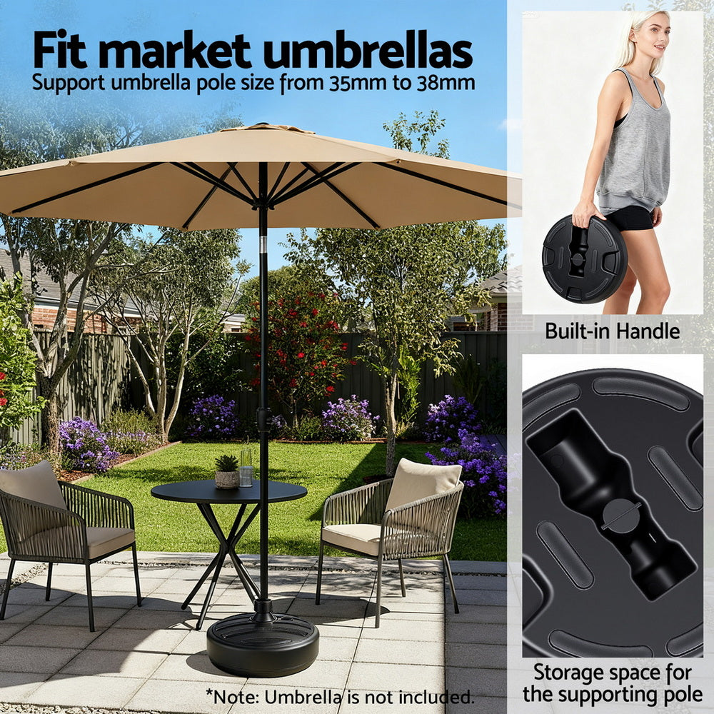 Instahut Outdoor Umbrella Base Weight Round Plastic Pole Holder 35-38mm Beach-4