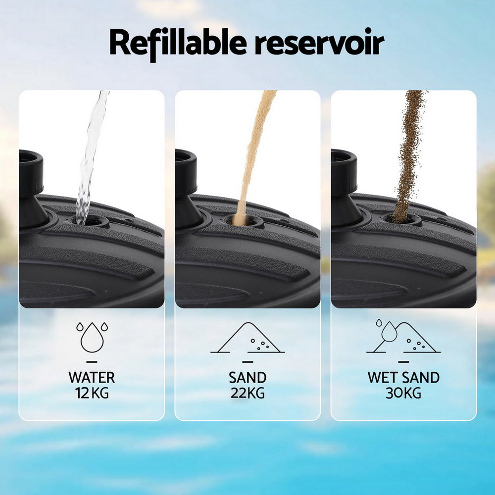 Instahut Outdoor Umbrella Base Weight Round Plastic Pole Holder 35-38mm Beach-5