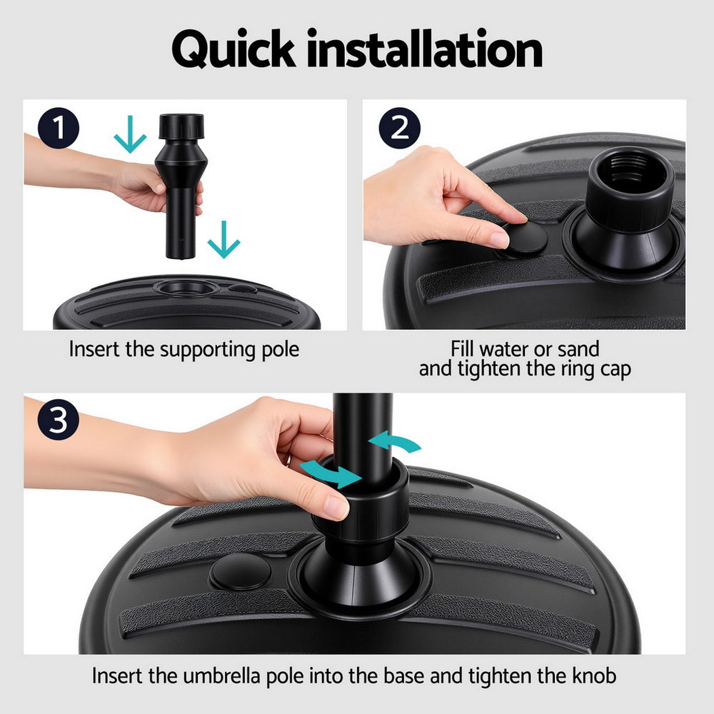 Instahut Outdoor Umbrella Base Weight Round Plastic Pole Holder 35-38mm Beach-6