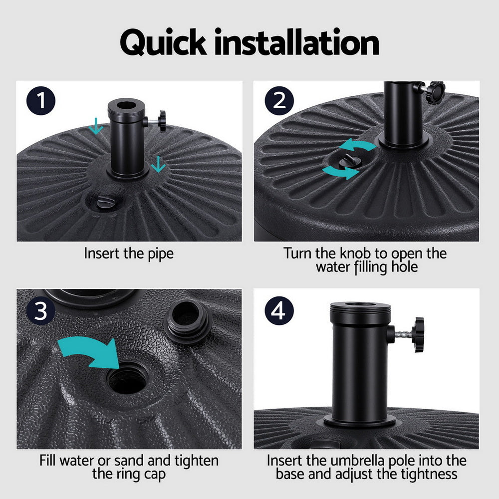 Instahut Outdoor Umbrella Base Weight Round Plastic Pole Holder 30-48mm Beach-7